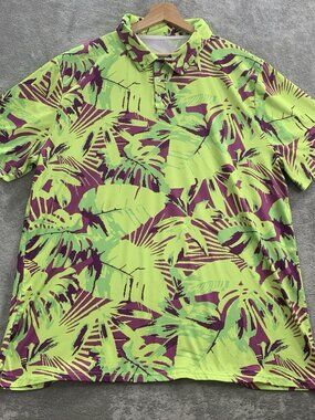 Proud 90 Golf Is Fun Shirt Men 2XL Wild Palms Golf Polo Neon Green Casual Preppy